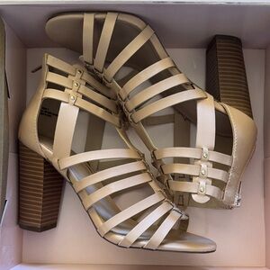 Elegant Cream Strappy Heeled Sandals